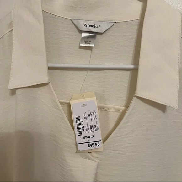 {CJ Banks} NWT Cream Blouse Size 2XL - Picture 3 of 7